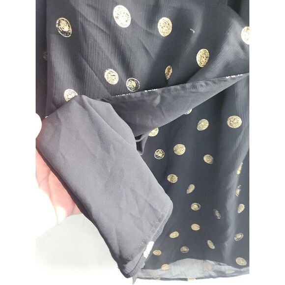 Paris Atelier & Other Stories Black w/Gold Coin Print Wrap Dress size US 8/US 40 - Picture 10 of 12